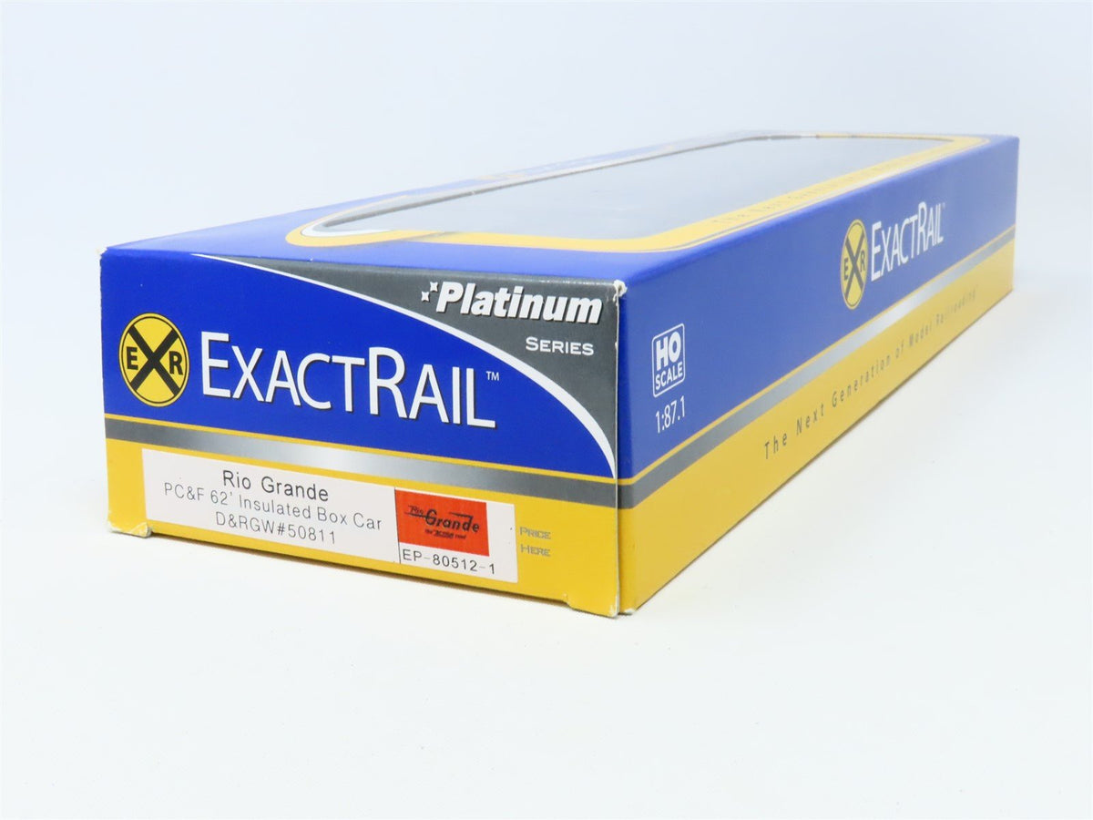 HO ExactRail Platinum EP-80512-1 D&amp;RGW Rio Grande 62&#39; Steel Box Car #50811