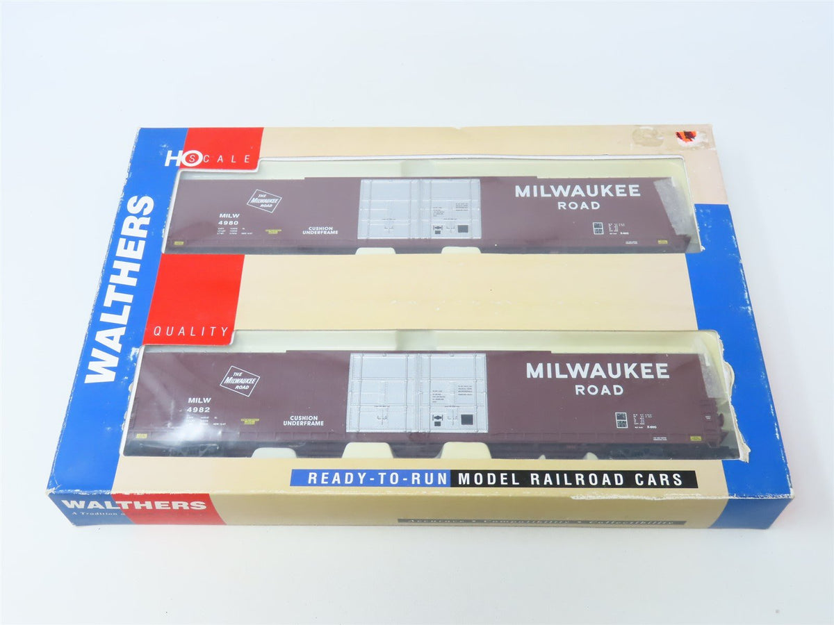 HO Scale Walthers 932-23513 MILW Milwaukee Road 86&#39; 4-Door Box Car Set 2-Pack