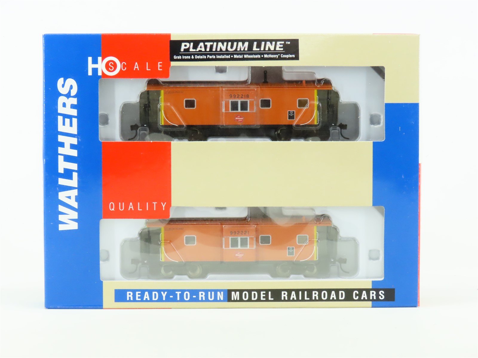HO Scale Walthers Platinum Line 932-27632 MILW Milwaukee Road Caboose Set 2-Pack