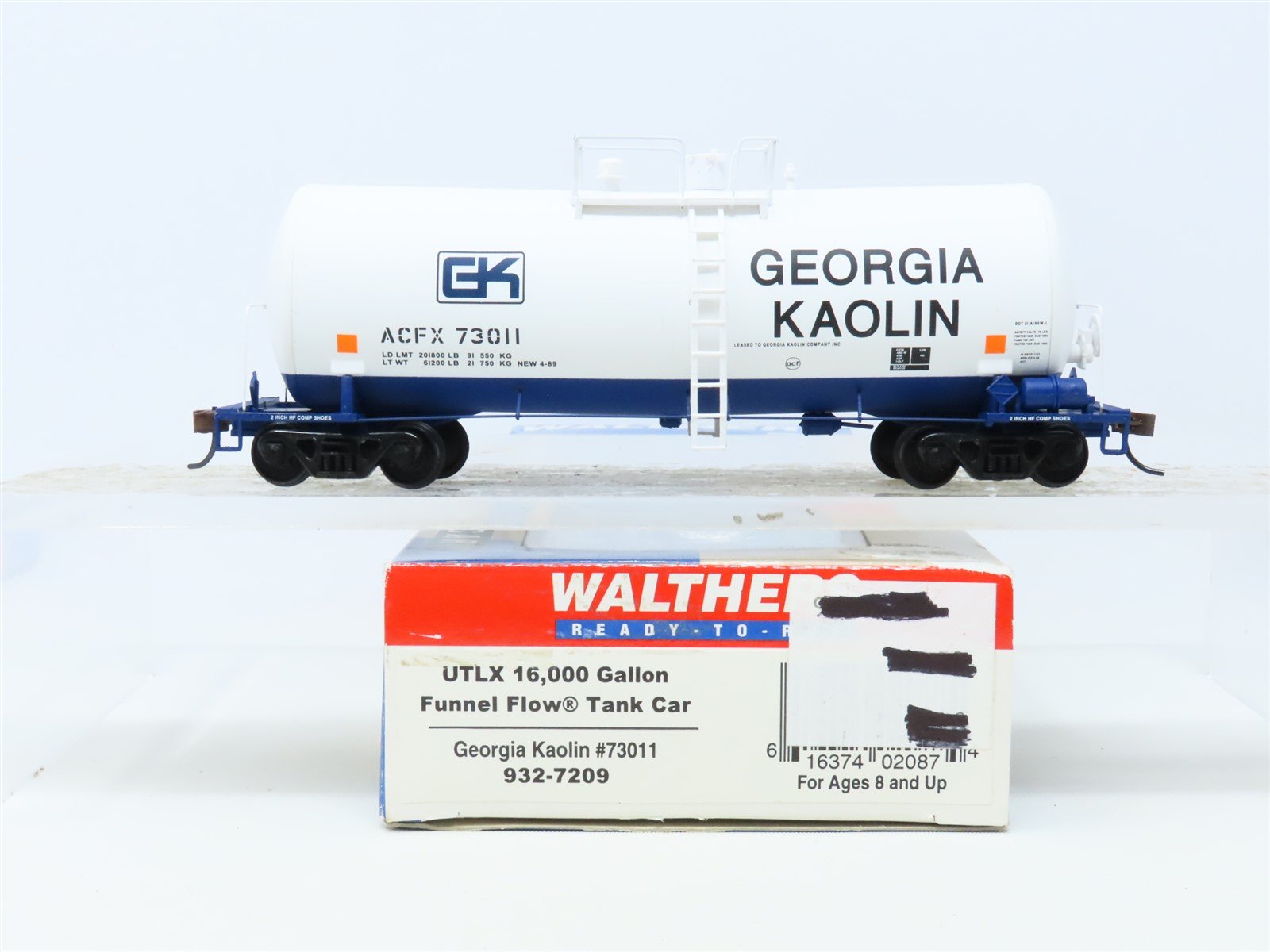 HO Scale Walthers 932-7209 GK Georgia Kaolin 16k Gallon Tank Car #73011