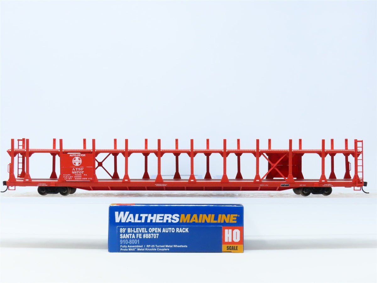 HO Walthers Mainline 910-8001 ATSF Santa Fe 89&#39; Bi-Level Auto Rack Car #88707