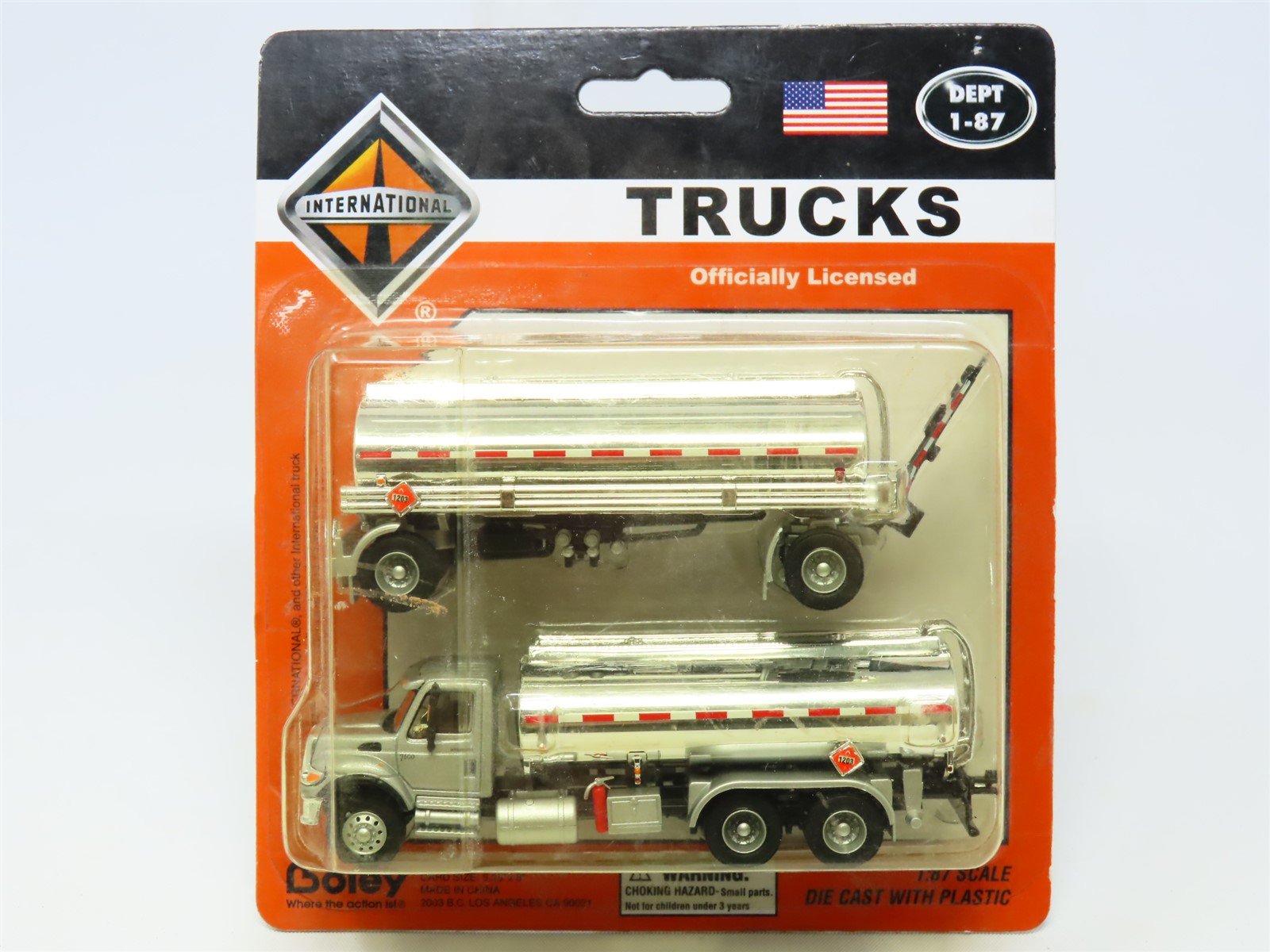 HO Scale Boley Dept. 1-87 #4504-66 International Double Tanker Truck - Silver