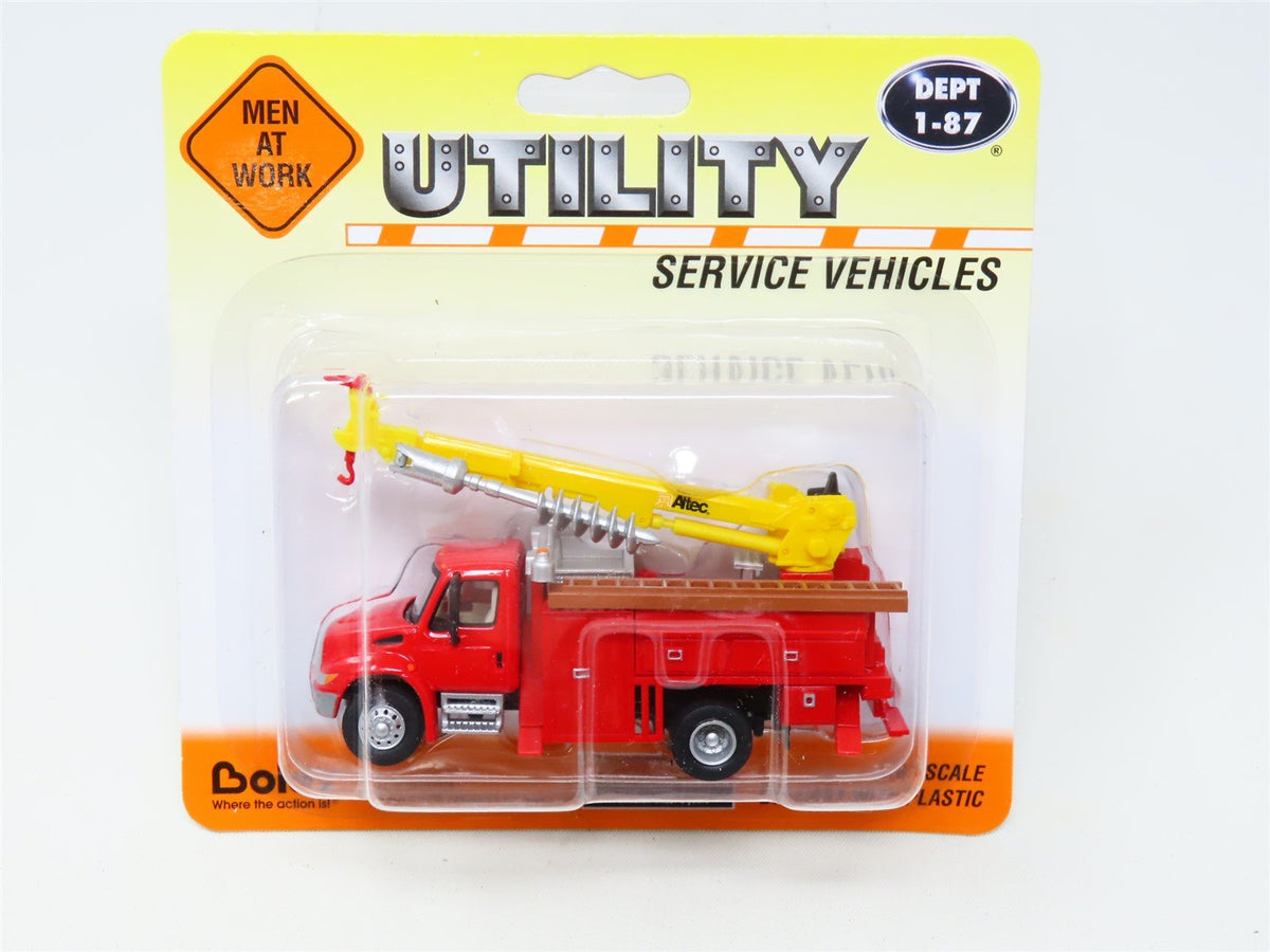 HO Scale Boley Dept. 1-87 #4132-11 Red Drill Utility Truck w/ Yellow Altec Boom