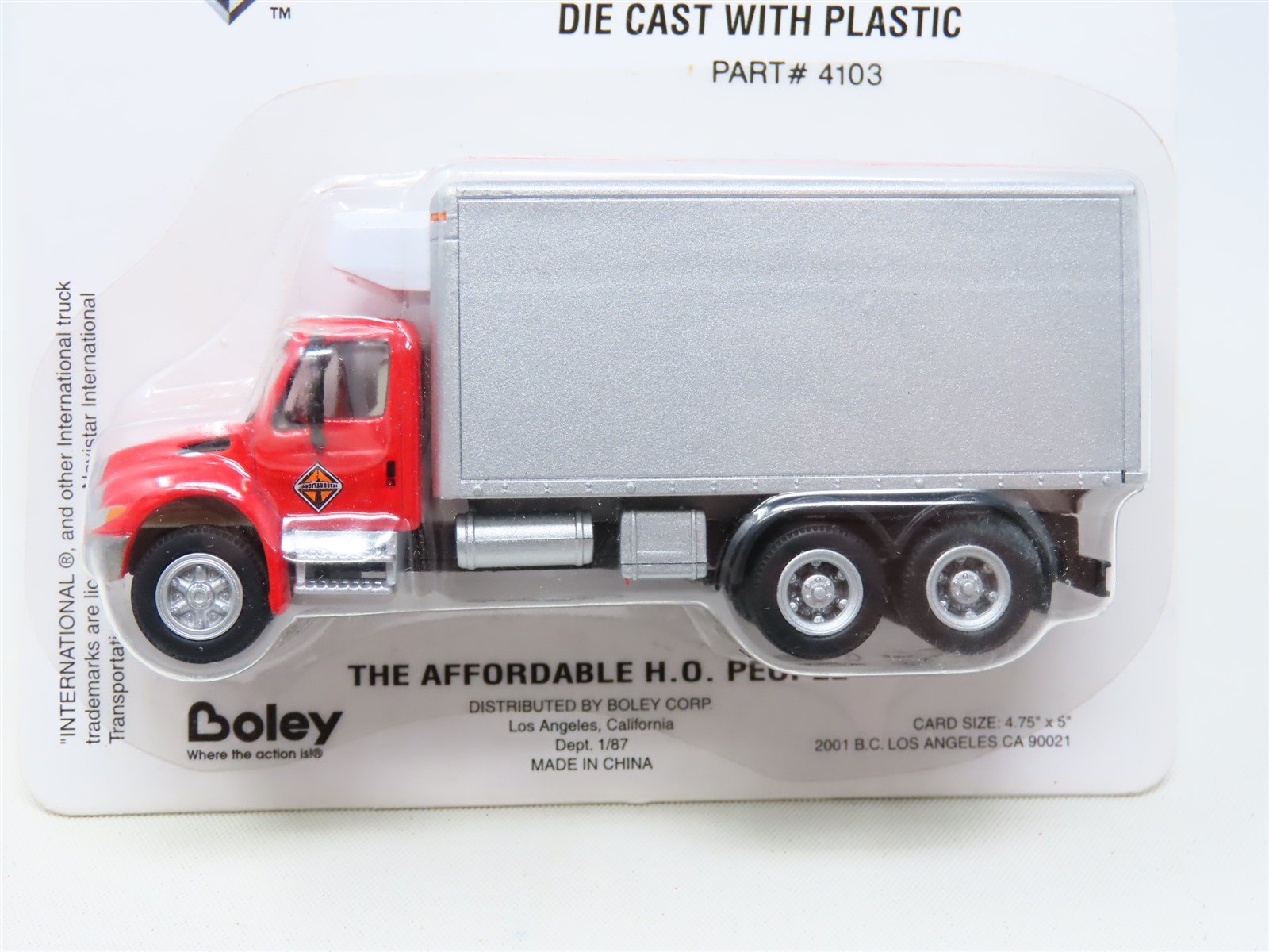 HO Boley Dept. 1-87 #4103 International Refrigerated Box Truck - Red/Silver