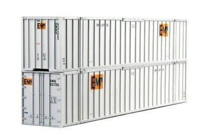 HO 1/87 Scale KATO #30-9022 EMHU EMP 53&#39; Intermodal Container (2-Pack)