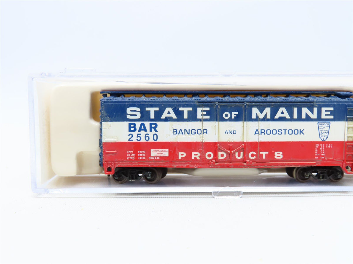 N Scale Atlas 33293 BAR &quot;State Of Maine Products&quot; 40&#39; Box Car #2560 Weathered