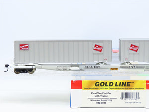 HO Walthers Gold Line 932-3926 MILW Milwaukee Road Flat Car #7028 w/ Trailers