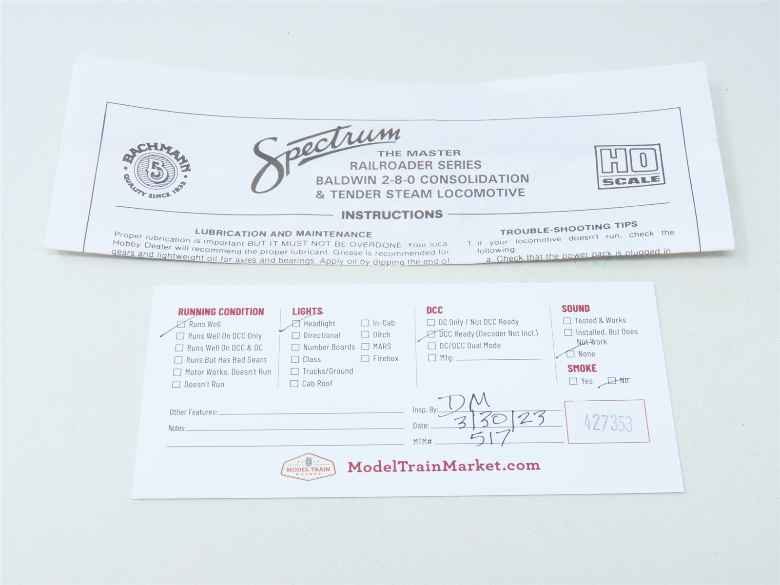 HO Scale Bachmann Spectrum 11414 WM 