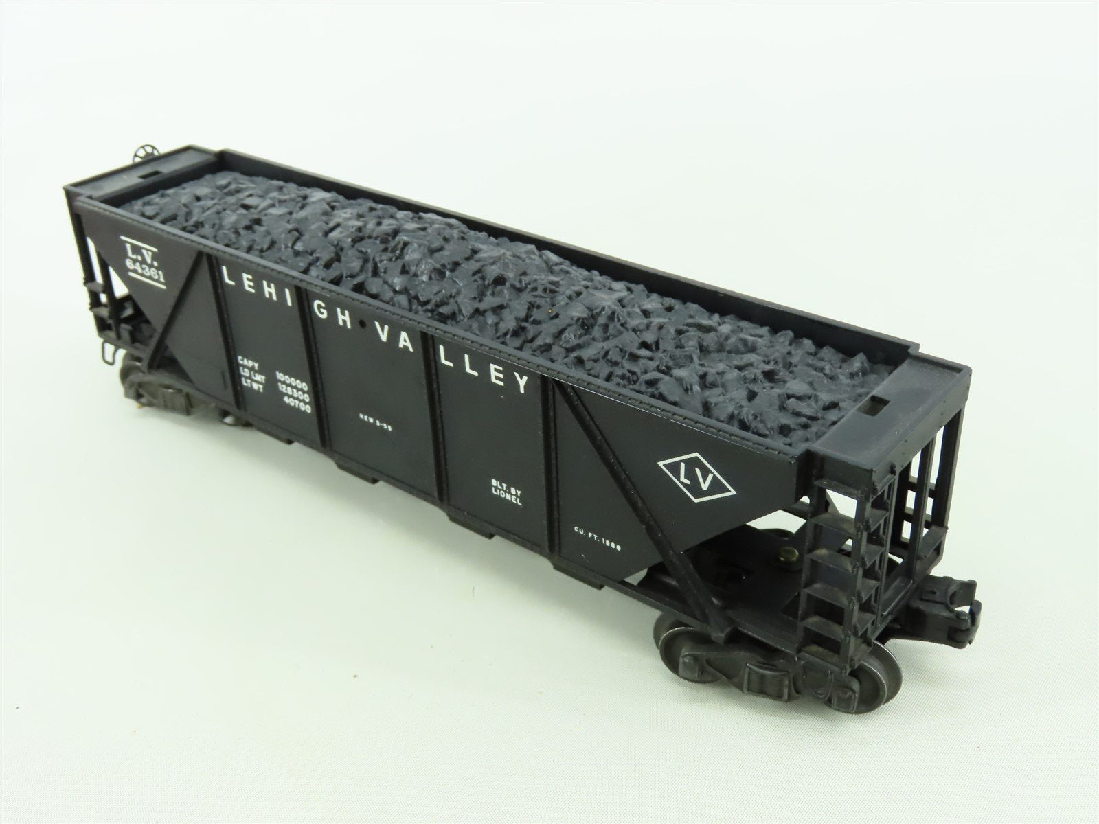 O Gauge 3-Rail Lionel 6436 LV Lehigh Valley 4-Bay Hopper w/Coal Load #64361