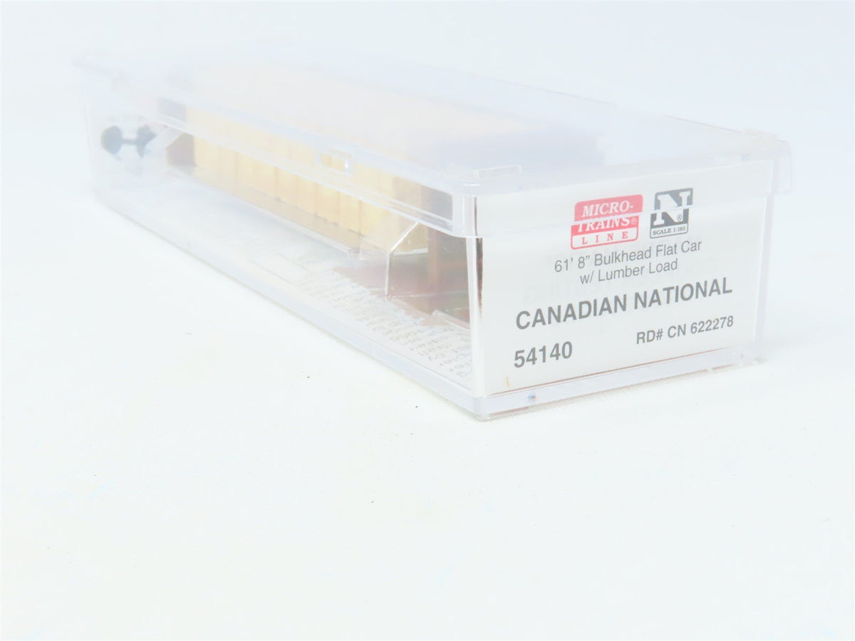 N Micro-Trains MTL 54140 CN Canadian National 61&#39; Bulkhead Flat Car #622278
