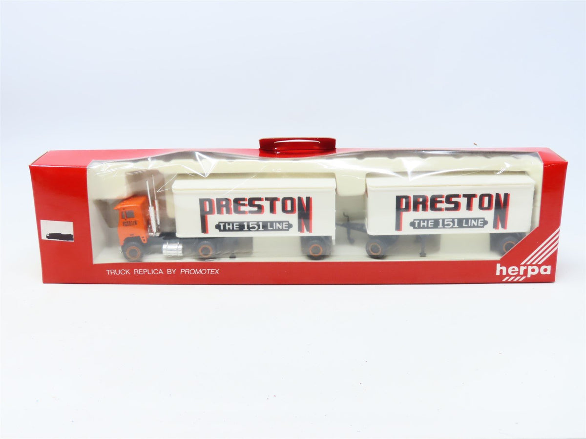 HO 1/87 Scale Herpa/Promotex #6028 Preston White Shorty Cab w/ 2 28&#39; Trailers