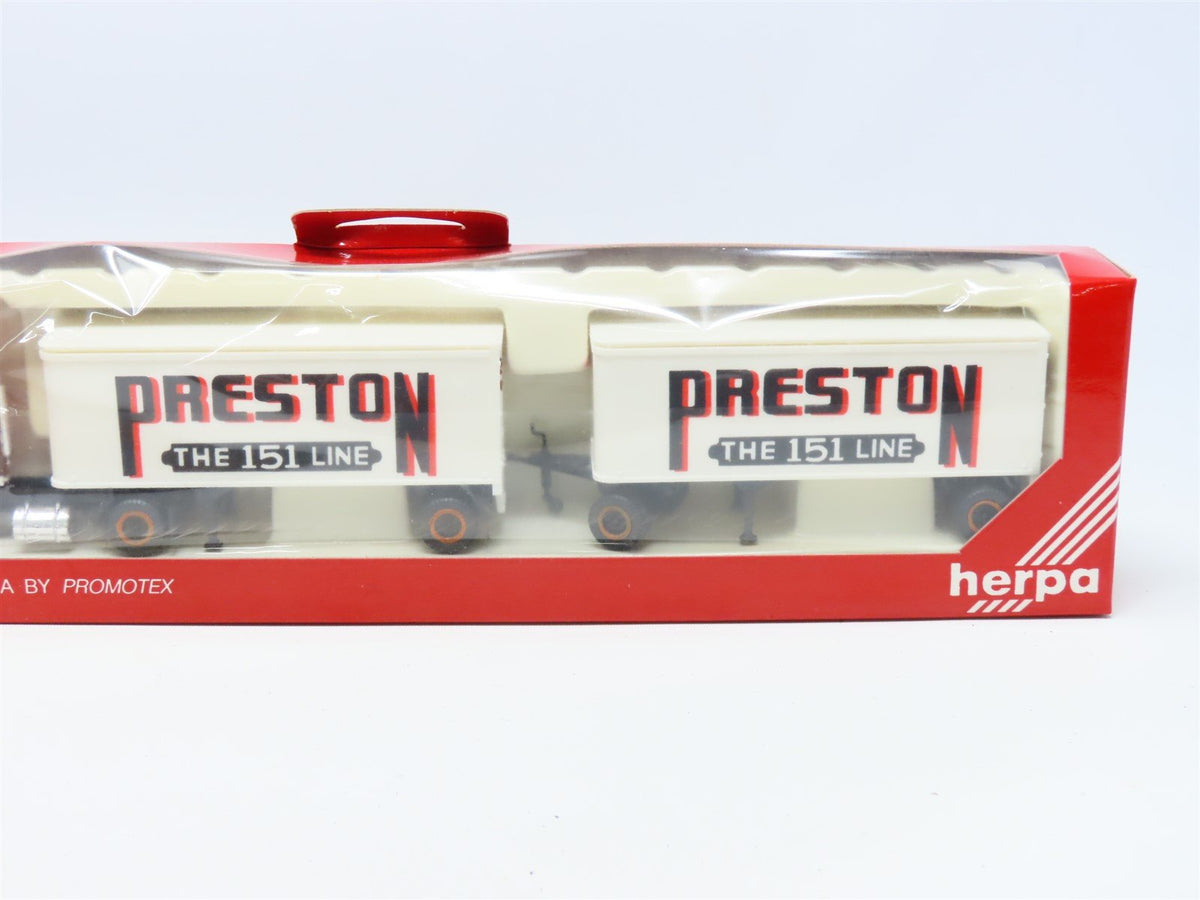 HO 1/87 Scale Herpa/Promotex #6028 Preston White Shorty Cab w/ 2 28&#39; Trailers