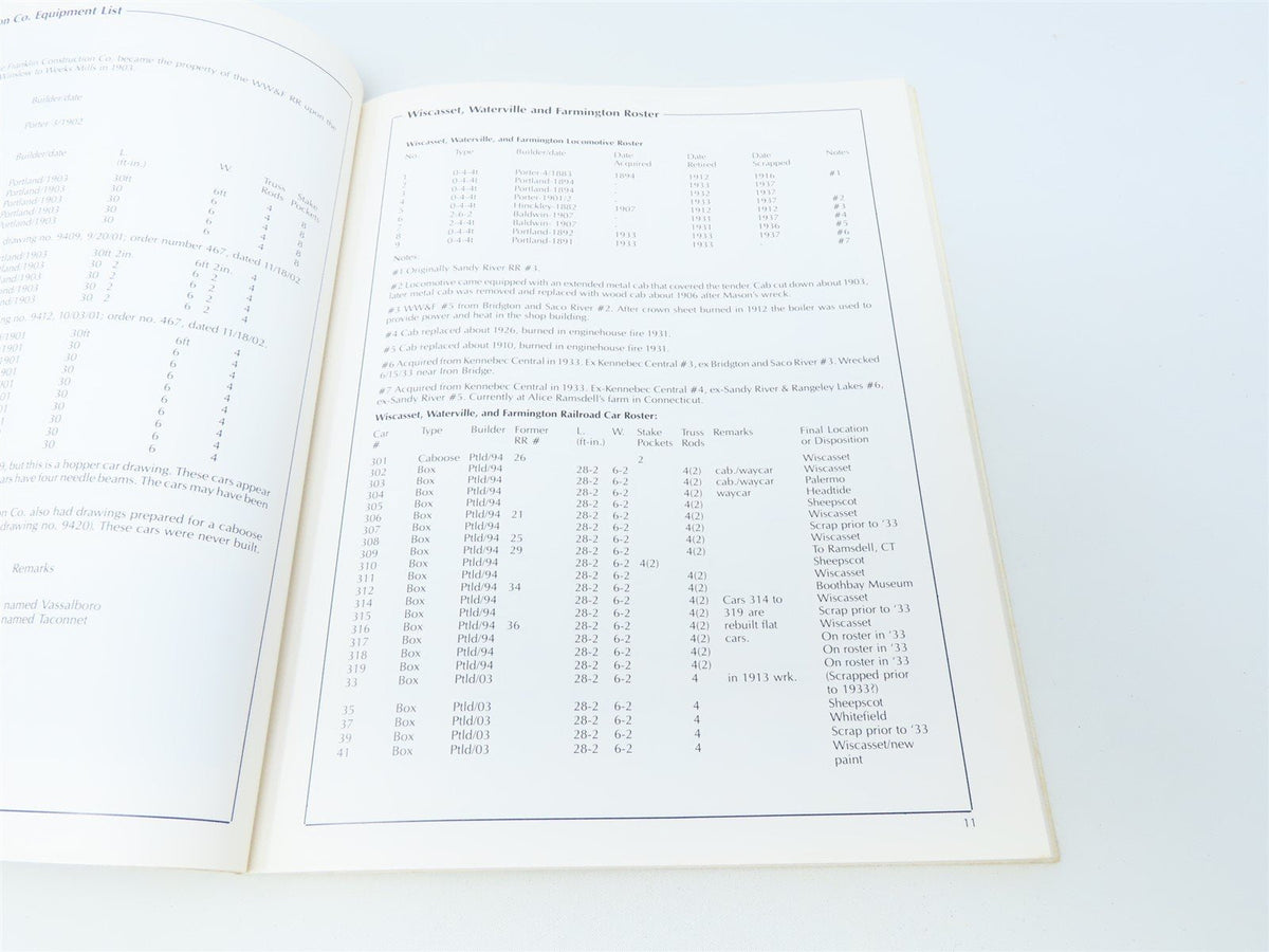 The Wiscasset, Waterville &amp; Farmington Railway by Peter S Barney ©1986 SC Book