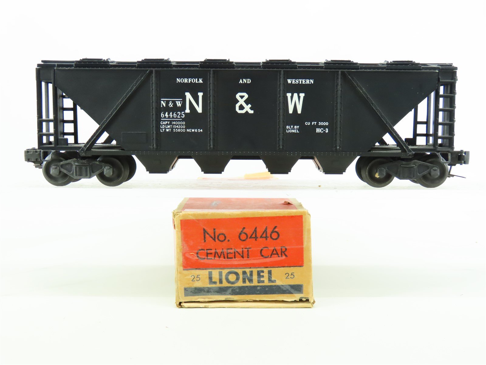 O Gauge 3-Rail Lionel 6446-25 N&W Norfolk & Western 4-Bay Covered Hopper