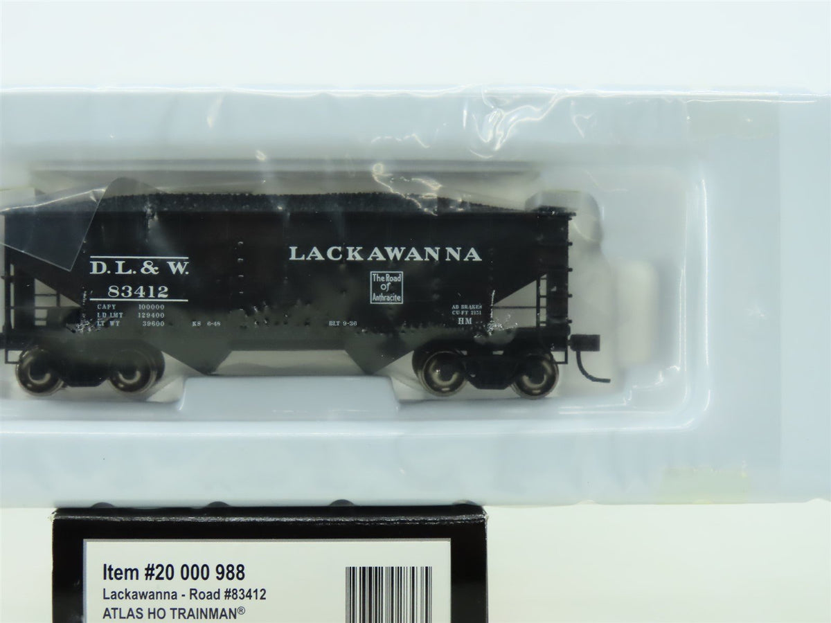 HO Scale Atlas Trainman #20000988 DL&amp;W Lackawanna 2-Bay Hopper w/ Load #83412