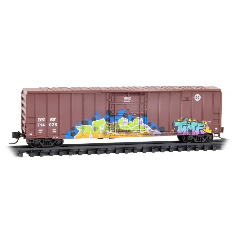 N Scale Micro-Trains MTL 98305048 BNSF Railway 50&#39; Box Car Set 3-Pk - Weathered