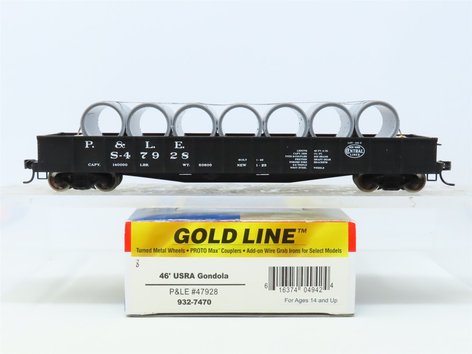 HO Walthers Gold Line #932-7470 NYC P&LE 46' Gondola #S-47928 w/ Custom Load