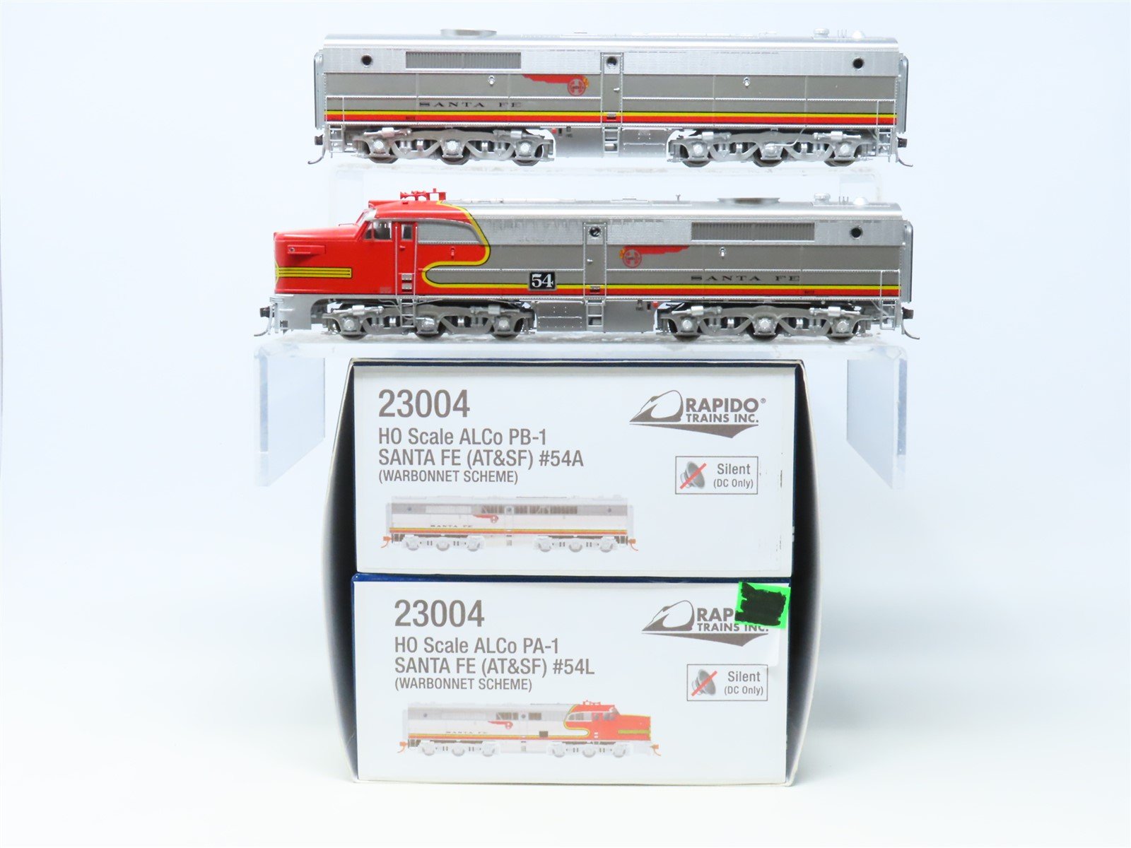 HO Rapido 23004 ATSF Santa Fe Warbonnet ALCO PA-1/PB-1 Diesel Set w/DCC & Sound