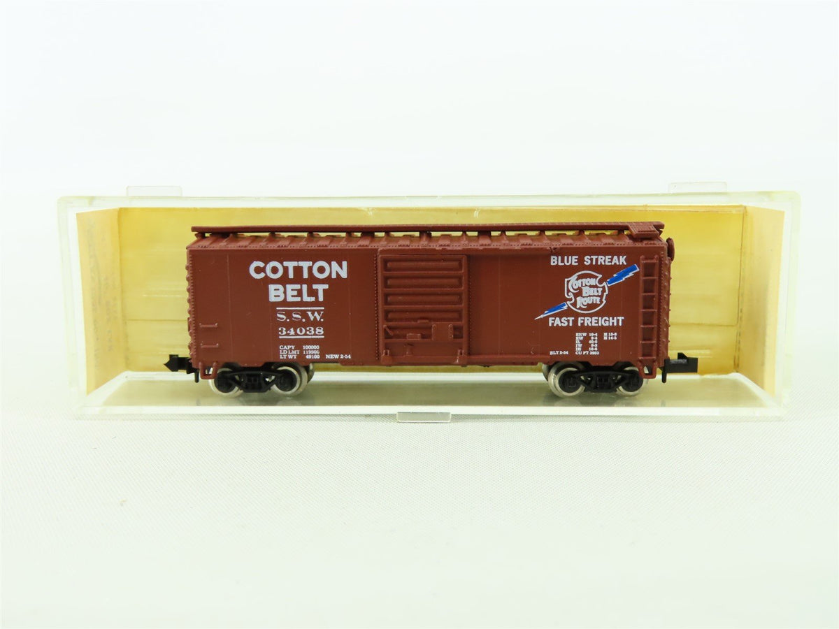 N Scale Atlas 3429 SSW Cotton Belt &quot;Blue Streak&quot; 40&#39; Steel Box Car #34038