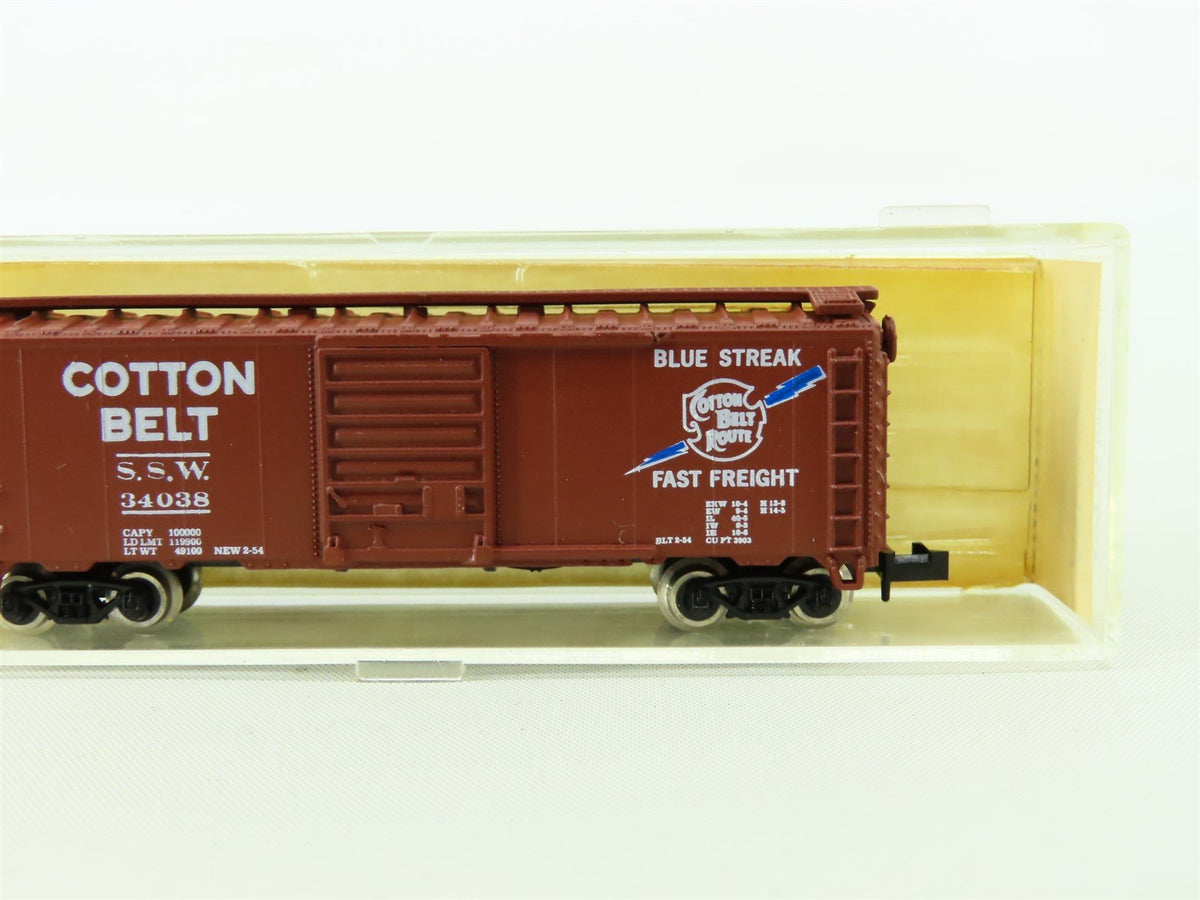 N Scale Atlas 3429 SSW Cotton Belt &quot;Blue Streak&quot; 40&#39; Steel Box Car #34038