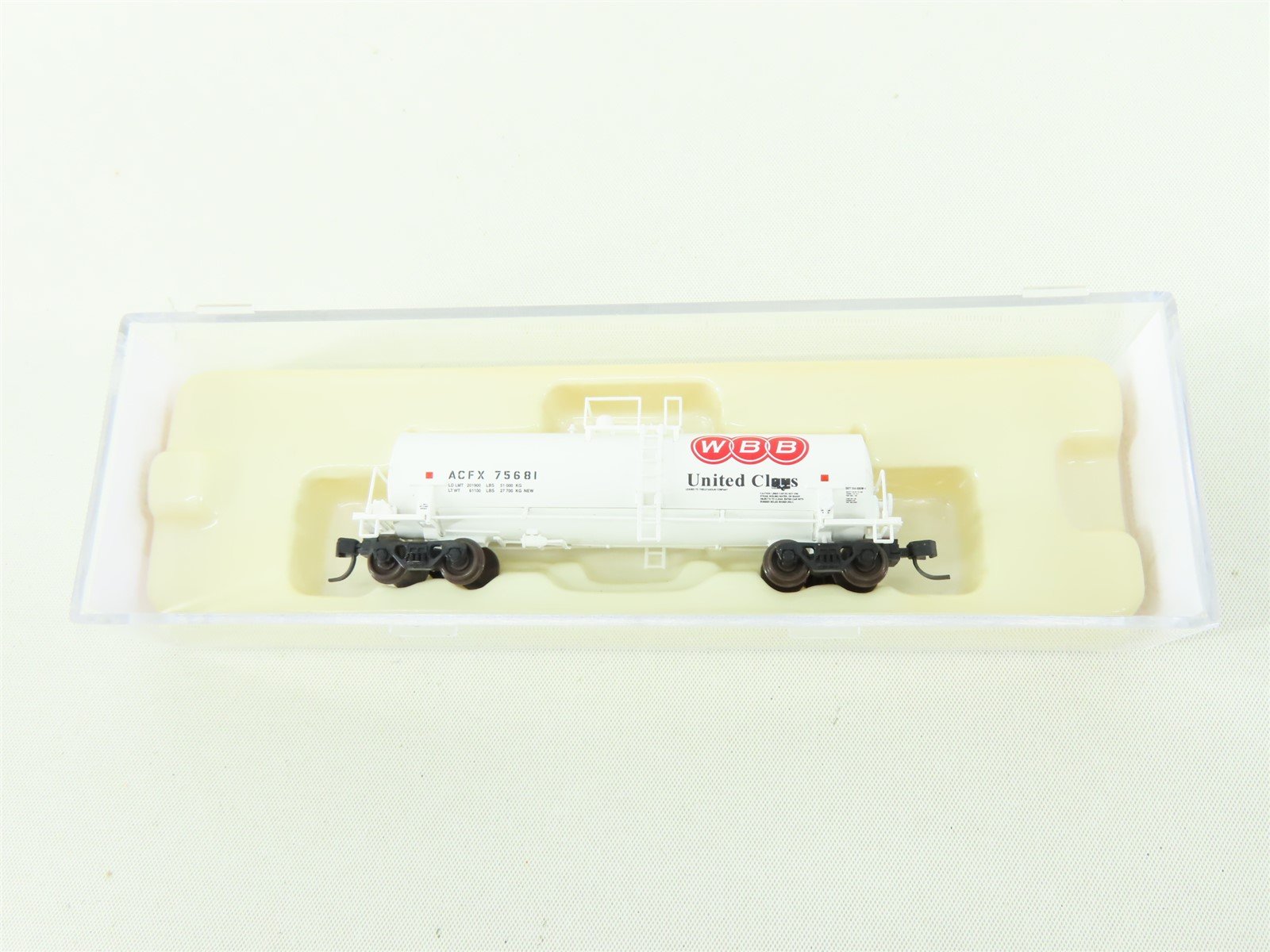 N Scale Atlas 50001967 ACFX WBB United Clays Kaolin Tank Car #75691