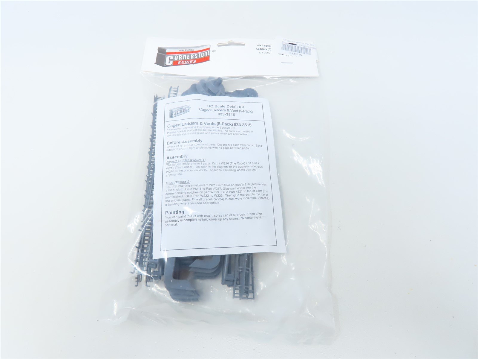 HO 1/87 Scale Walthers Cornerstone Kit #933-3515 Caged Ladders & Vent 5-Pack