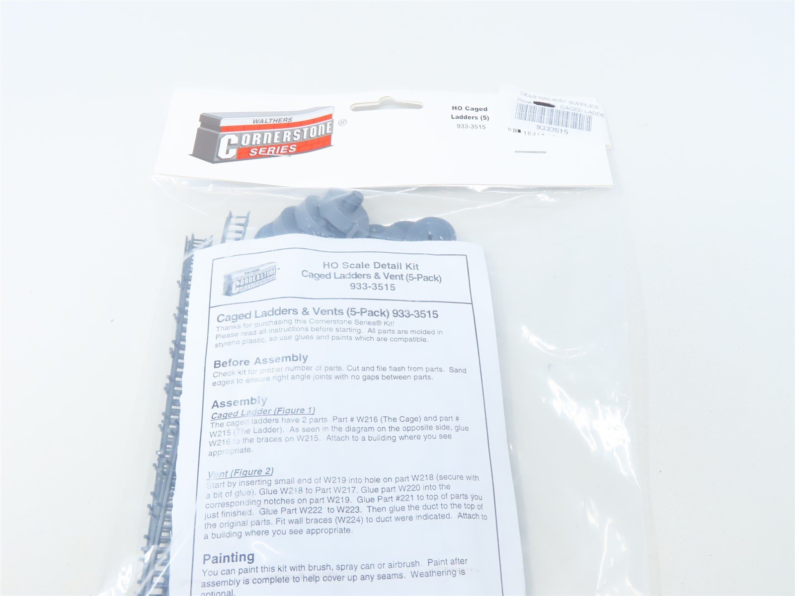 HO 1/87 Scale Walthers Cornerstone Kit #933-3515 Caged Ladders & Vent 5-Pack