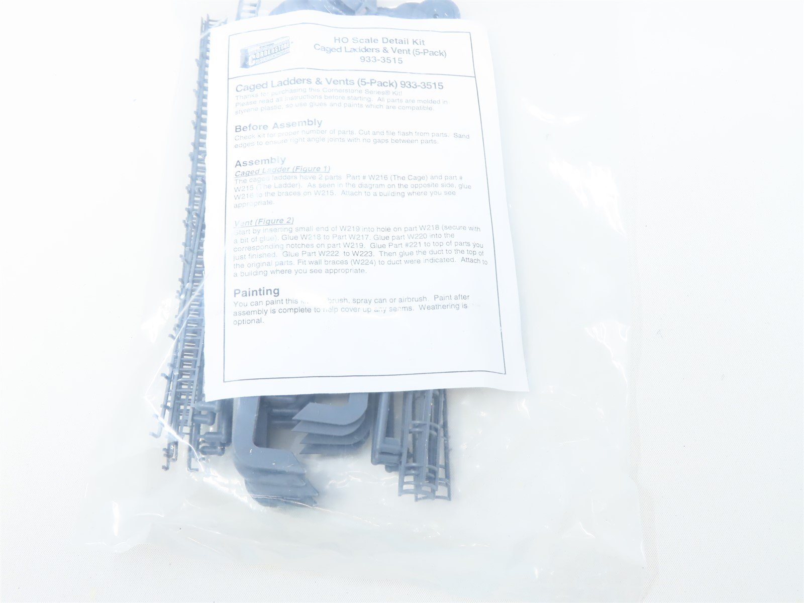 HO 1/87 Scale Walthers Cornerstone Kit #933-3515 Caged Ladders & Vent 5-Pack