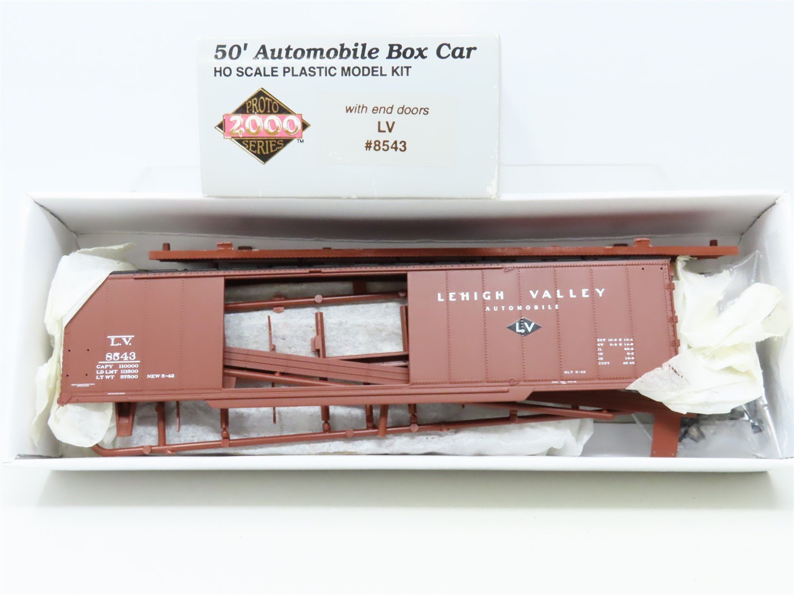 HO Scale Proto 2000 Kit LV Lehigh Valley 50' Automobile Box Car #8543