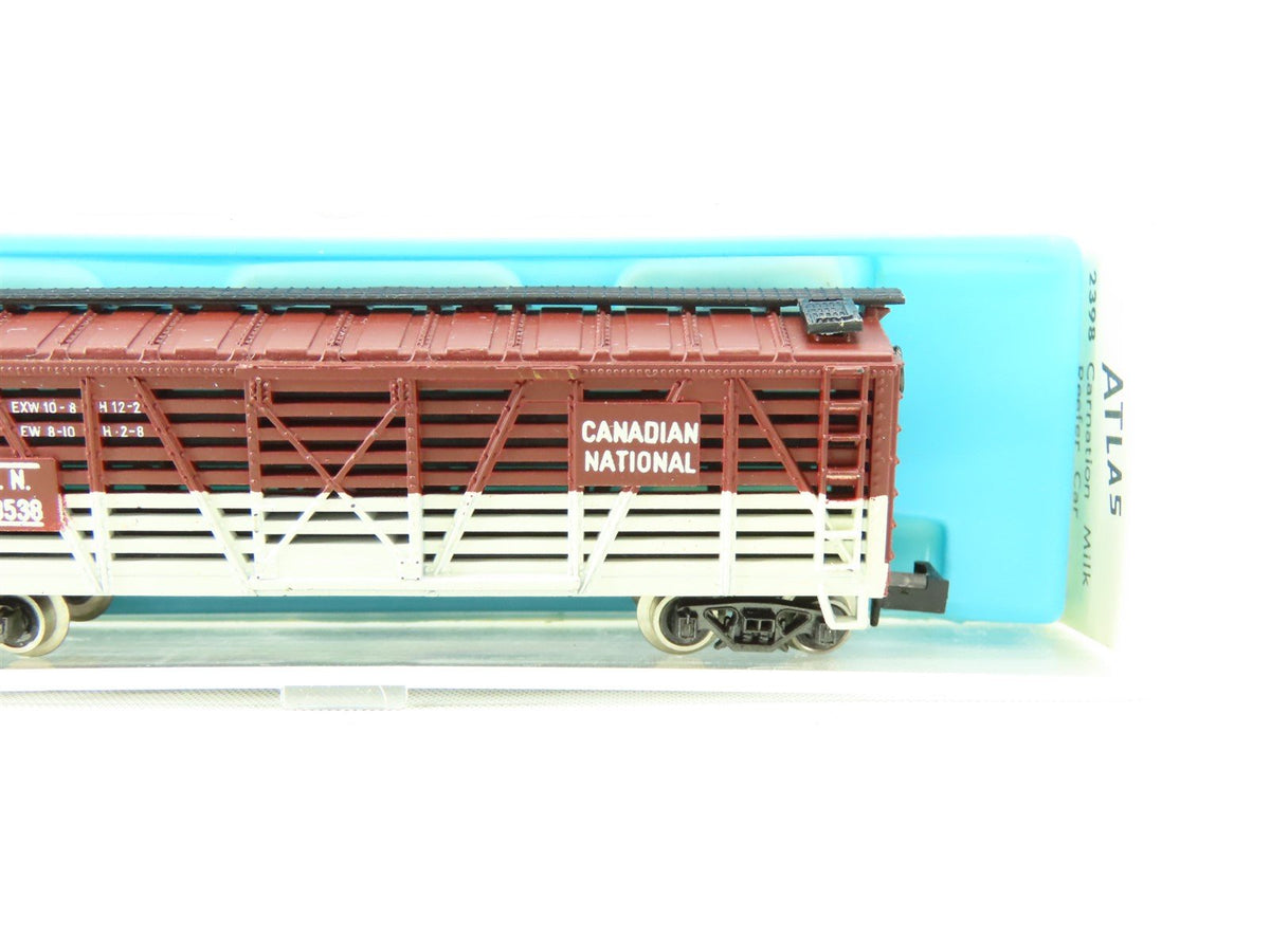 N Scale Atlas #2418 CN Canadian National 40&#39; Wood Stock/Cattle Car #173538
