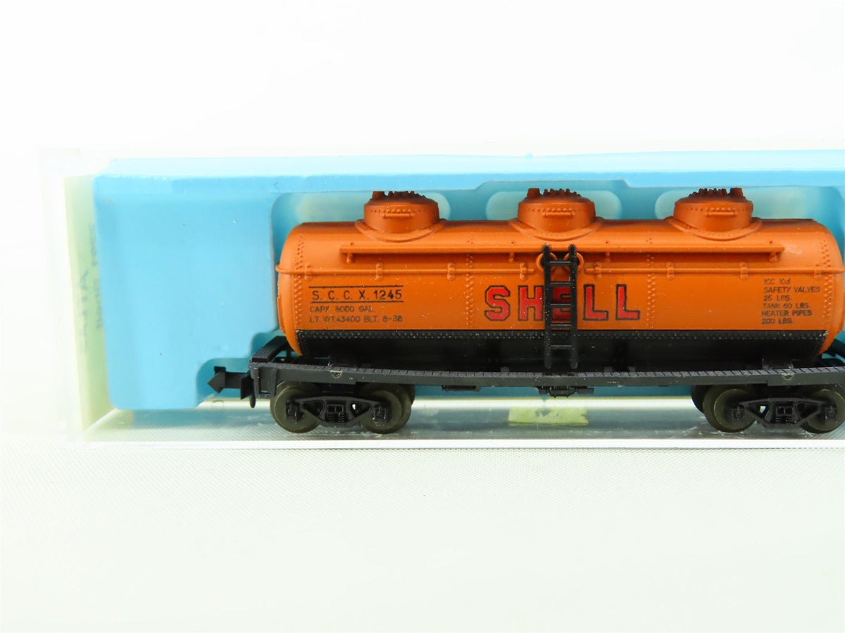 N Scale Atlas #2291 SCCX Shell Oil 40&#39; 3-Dome Tank Car #1245