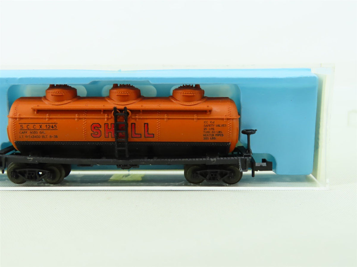 N Scale Atlas #2291 SCCX Shell Oil 40&#39; 3-Dome Tank Car #1245