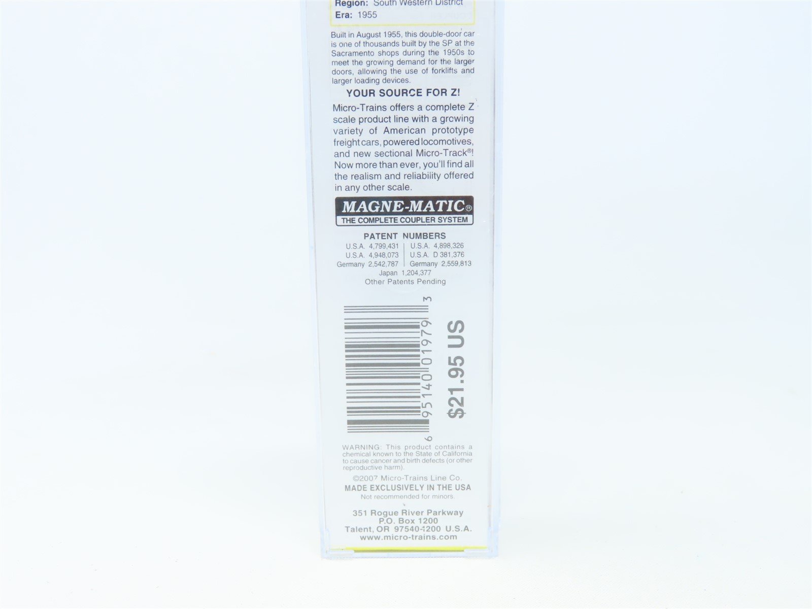 Z Scale Micro-Trains MTL 506 00 700 SP Southern Pacific 50' Boxcar #211206