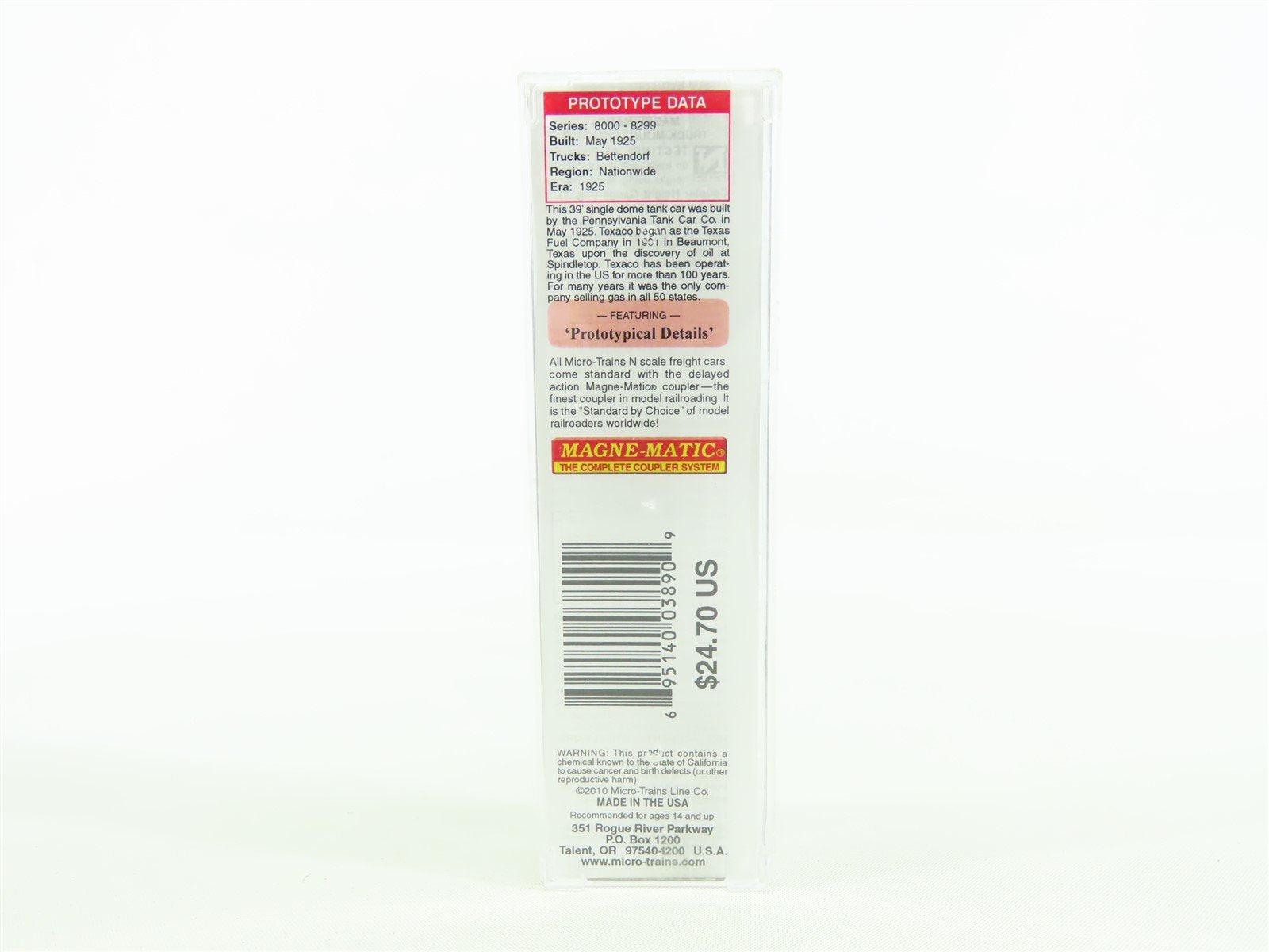 N Micro-Trains MTL #06544680 TCX Texaco Single Dome Tank Car #8099 - Weathered