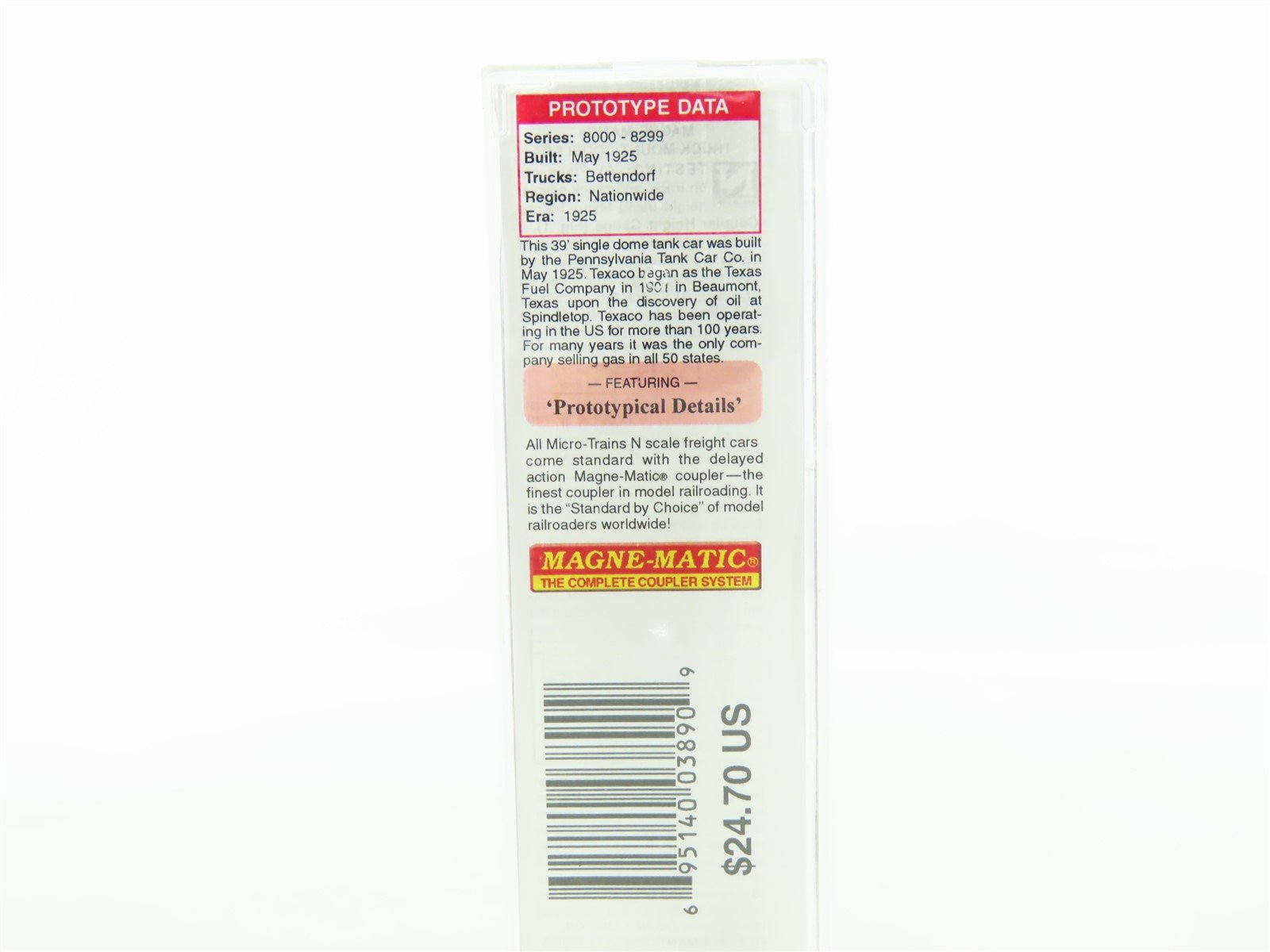 N Micro-Trains MTL #06544680 TCX Texaco Single Dome Tank Car #8099 - Weathered