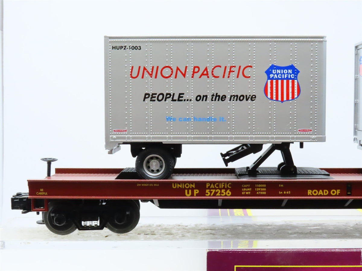 O Gauge 3-Rail MTH 20-98107 UP Union Pacific Flat Car #57256 w/20&#39; Trailers