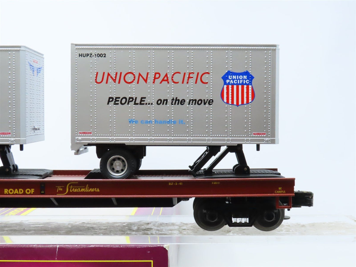 O Gauge 3-Rail MTH 20-98107 UP Union Pacific Flat Car #57256 w/20&#39; Trailers