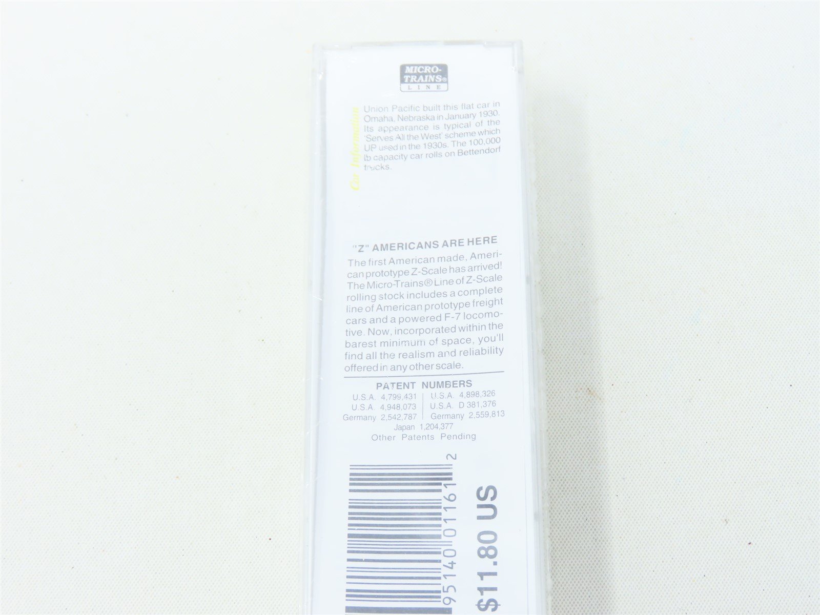 Z Micro-Trains MTL 14505-2 UP Union Pacific Serves West Flat Car #51547 Sealed