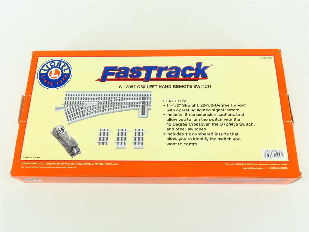 O Gauge 3-Rail Lionel FasTrack #6-12057 O60 Left-Hand Remote Switch Track