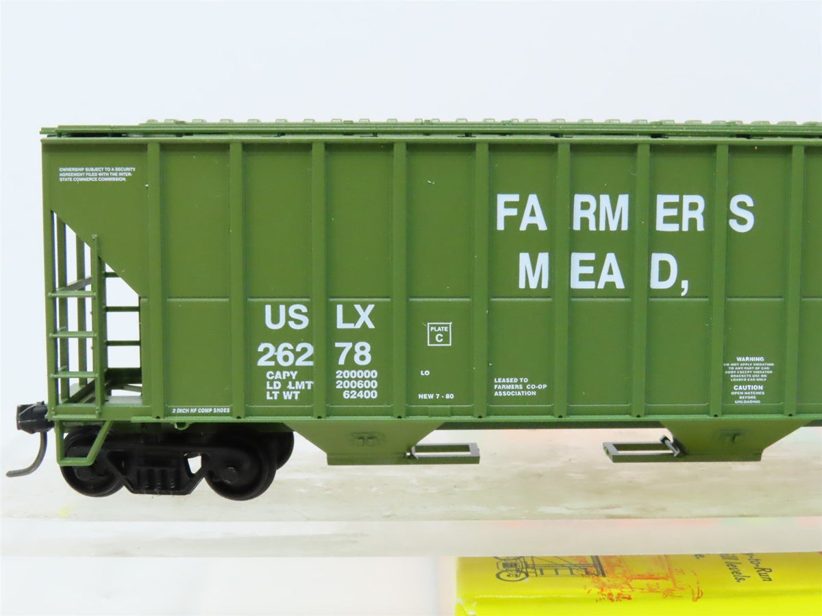 HO Scale Roundhouse 07898 USLX Farmers Co-Op 3-Bay Covered Hopper #26278