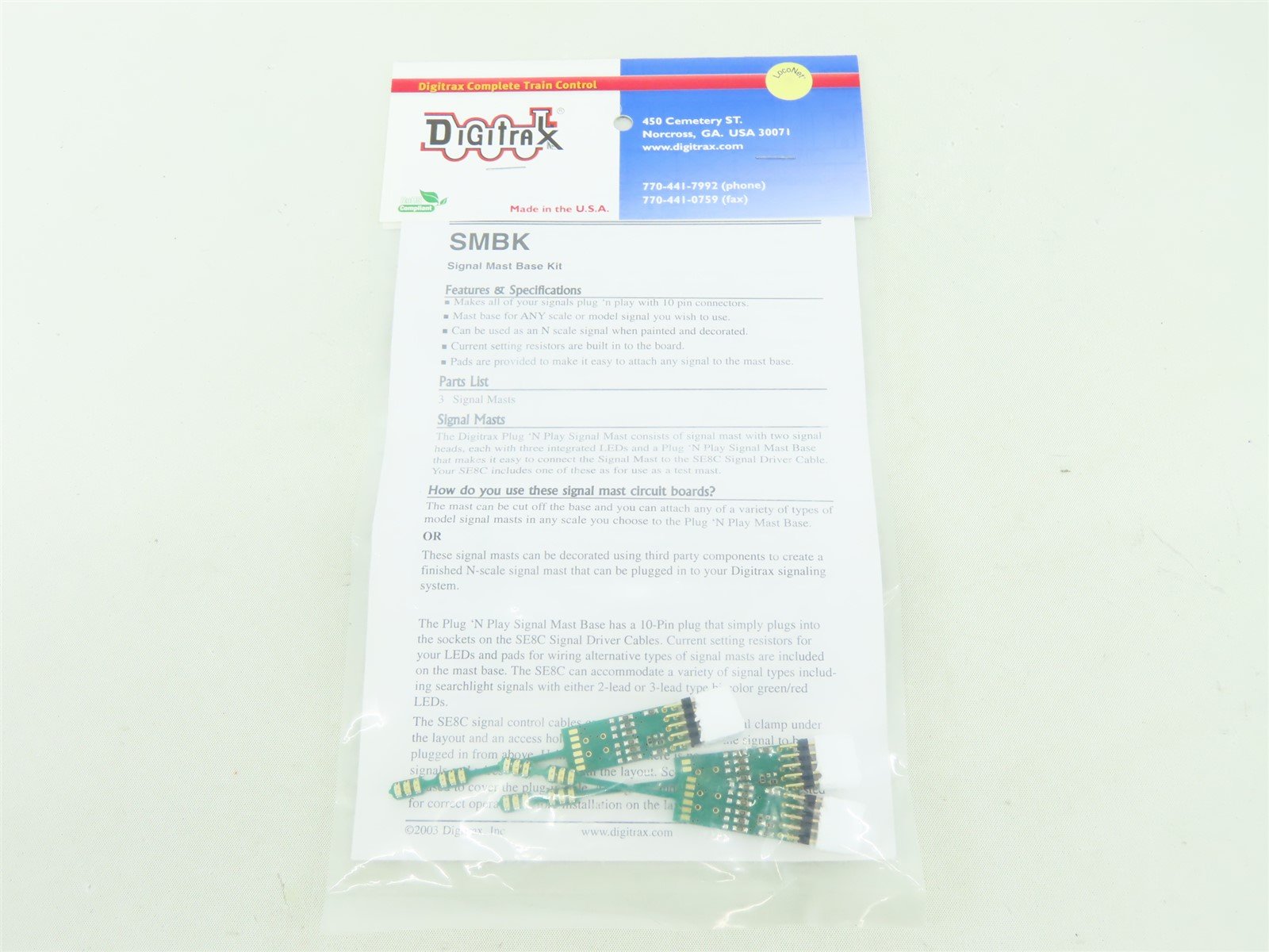 Digitrax SMBK Signal Mast Base Kit w/10-Pin Connector for SE8 Signal Decoders