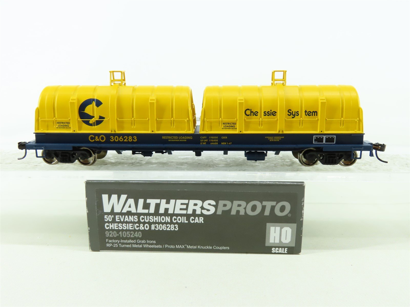 HO Scale Walthers Proto 920-105240 C&O Chessie System 50' Coil Car #306283