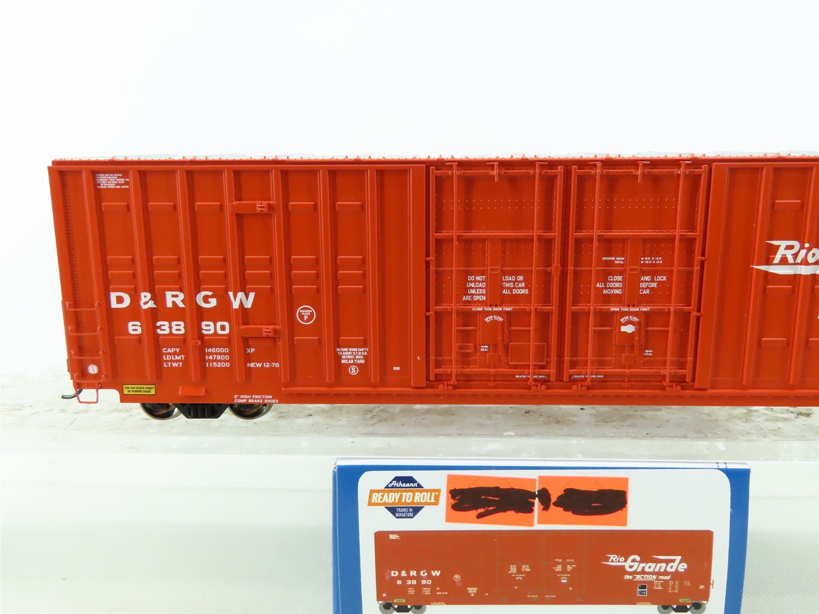 HO Scale Athearn ATH75156 D&RGW Rio Grande 60' Berwick Box Car #63890