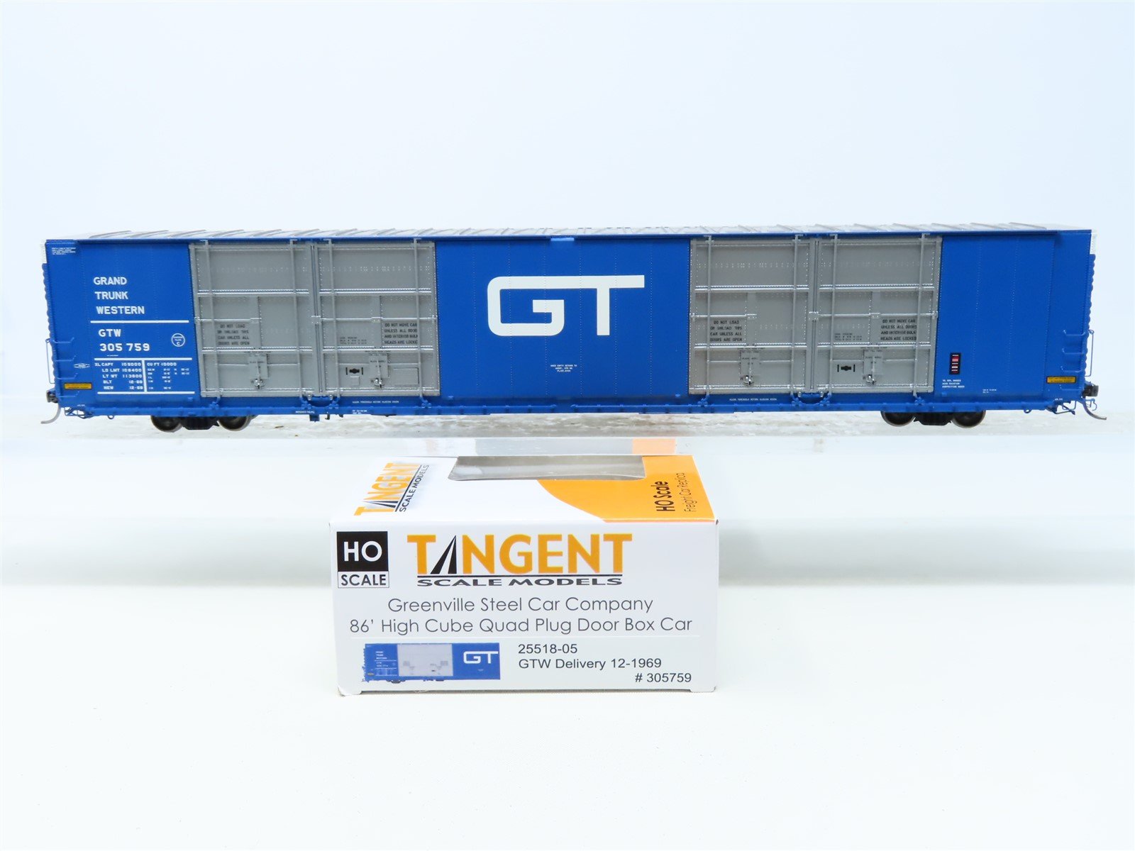 HO Scale Tangent 25518-05 GTW Grand Trunk Western 86' High Cube Box Car #305759