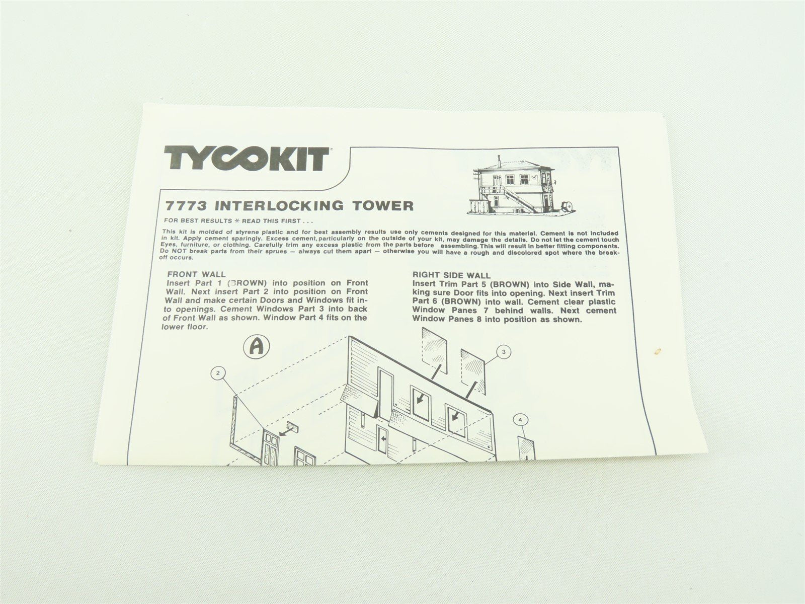 HO 1/87 Scale TYCO Kit #7773 Interlocking Tower - Model Train Market
