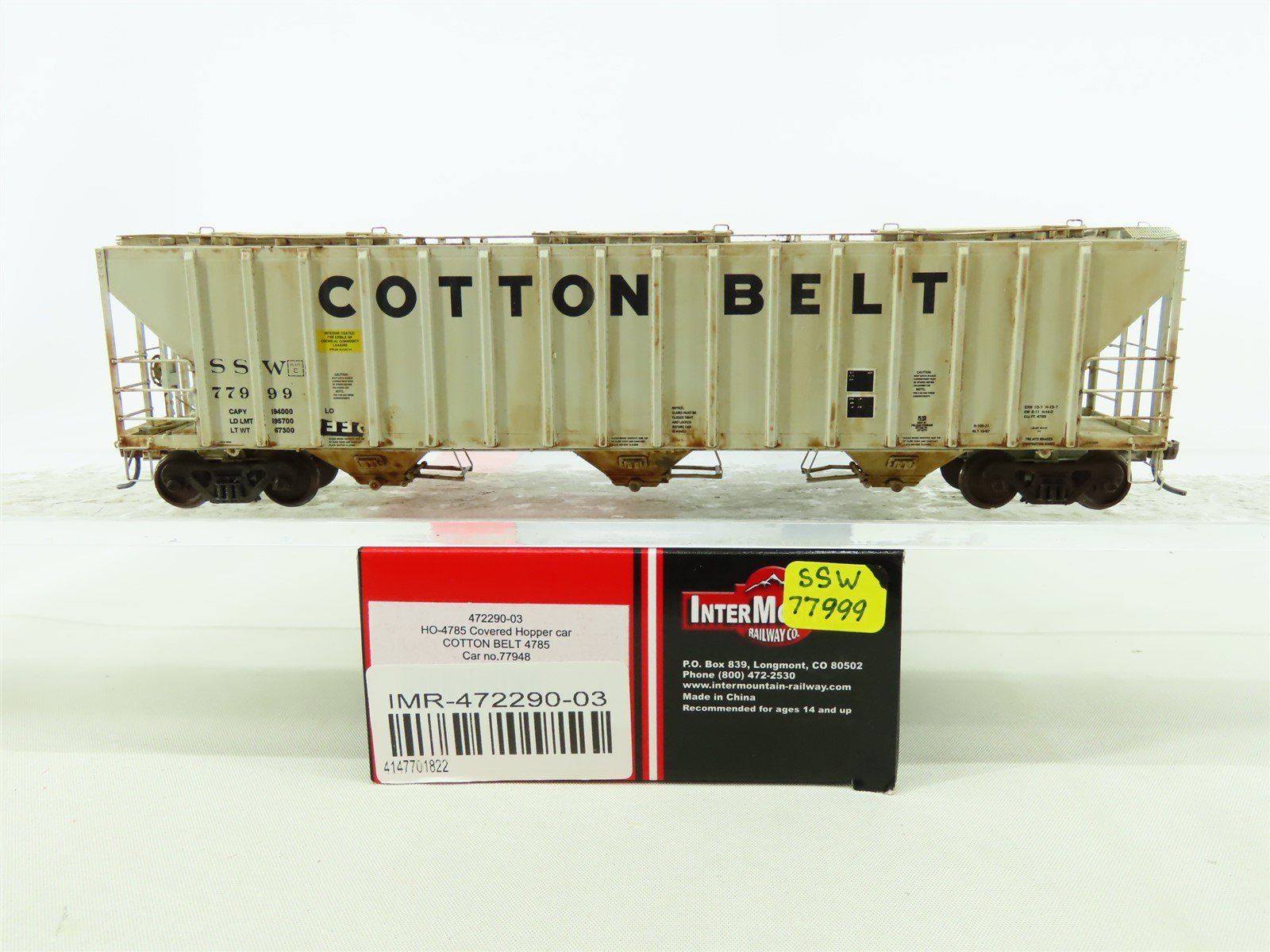 HO InterMountain 472290-03 SSW Cotton Belt 3-Bay Hopper #77999 Custom Weathered