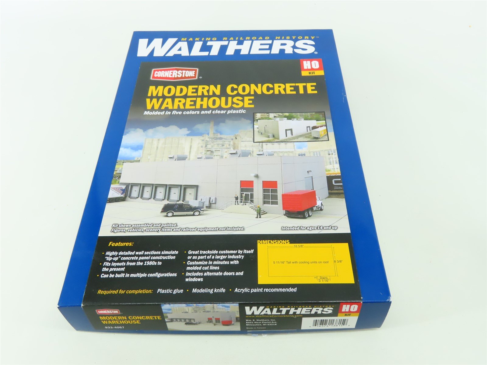 HO 1/87 Scale Walthers Cornerstone Kit #933-4067 Modern Concrete Warehouse