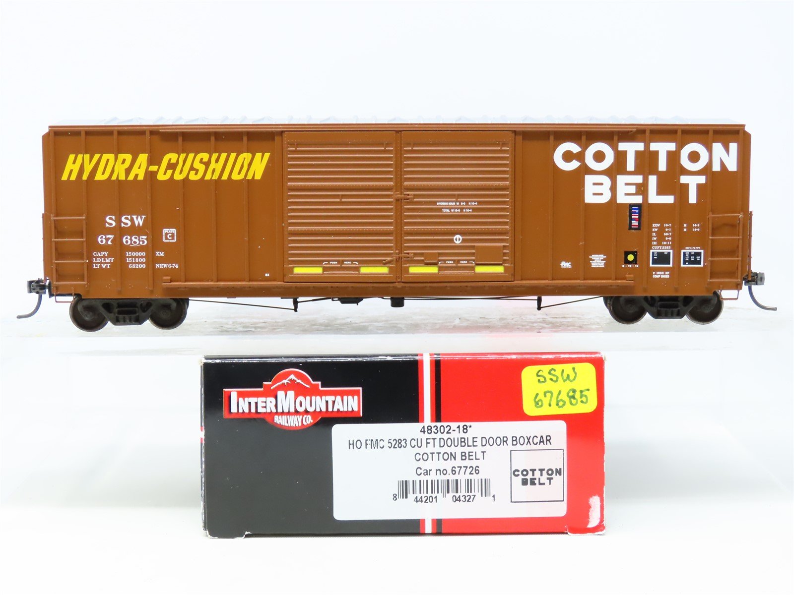 HO Scale InterMountain 48302-18 SSW Cotton Belt Steel Box Car #67685 Custom