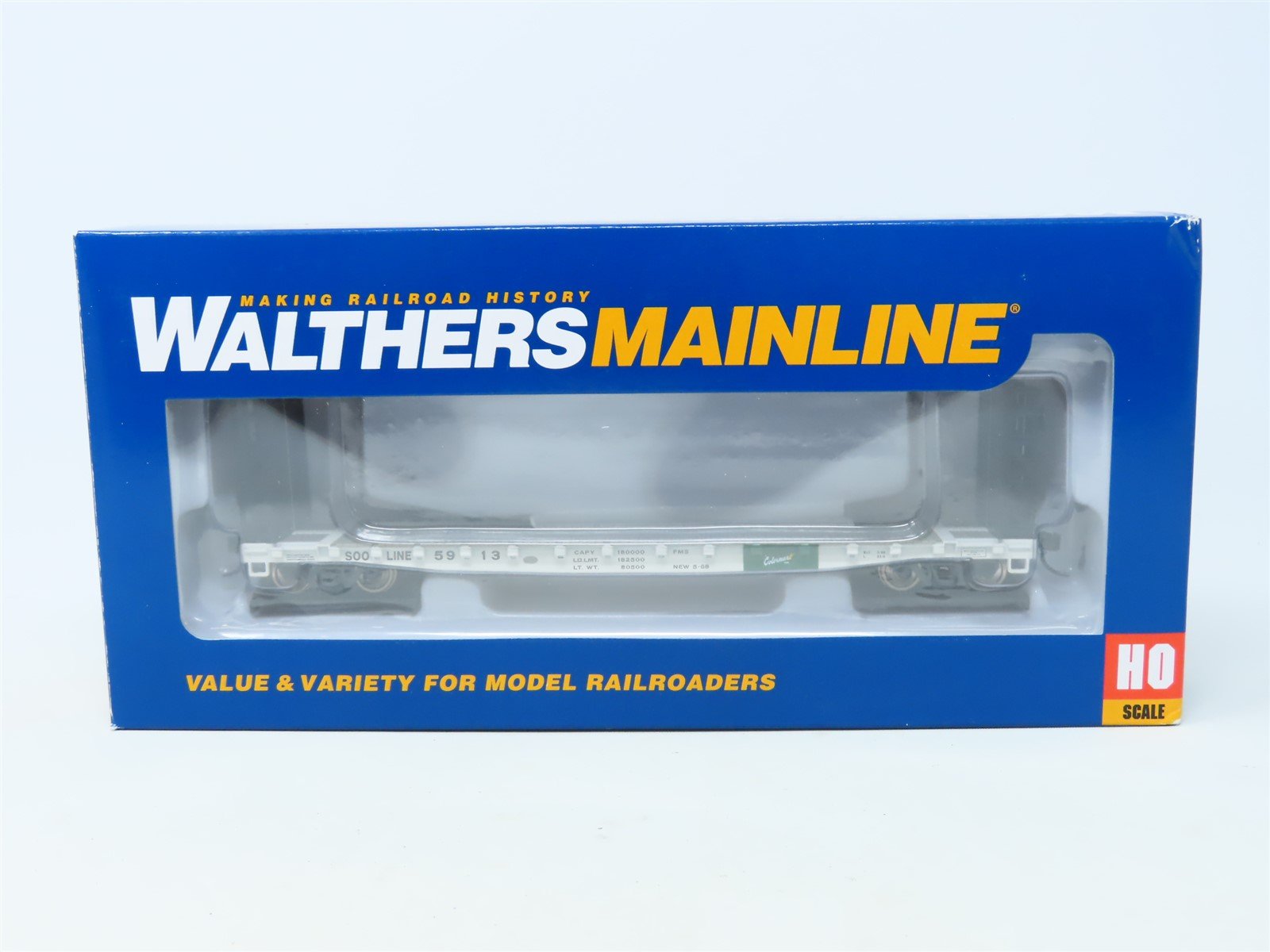 HO Scale Walthers MainLine 910-5913 SOO Line 53' GSC Bulkhead Flatcar #5913