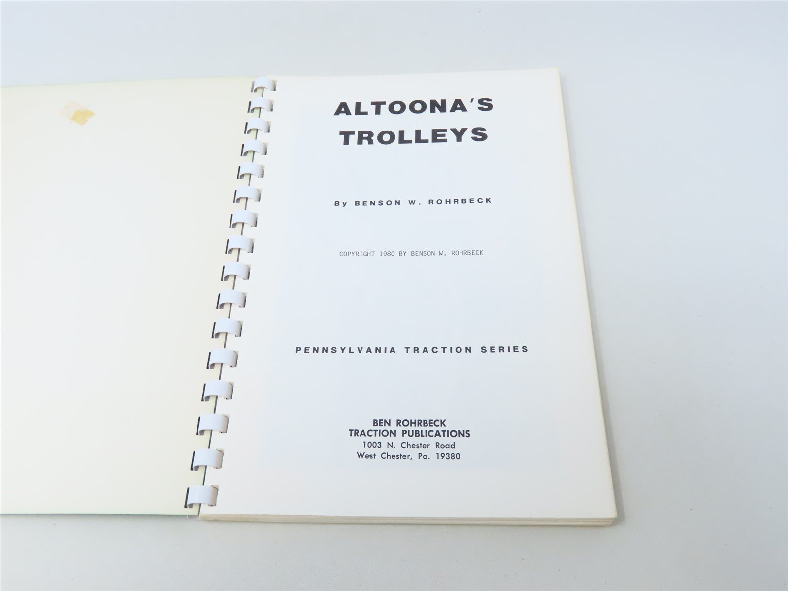 Altoona's Trolleys by Benson W Rohrbeck ©1980 SC Book